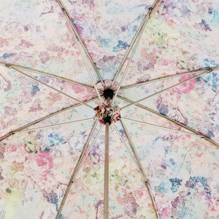 Handmade pink Italian parasol genuine leather handle open