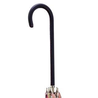 Luxury pink parasol handmade Italian leather handle detail