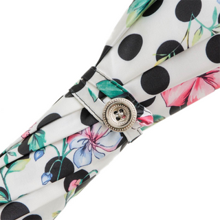 Vintage polka dot leather handle women's umbrella top view