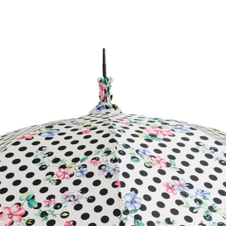 Vintage polka dot leather handle women's umbrella handle view