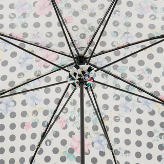 Vintage polka dot leather handle women's umbrella open canopy
