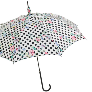 Vintage polka dot leather handle women's umbrella side view