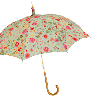 Women's handmade Italian parasol Malacca wood handle side