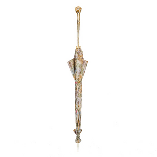 Elegant flowered parasol handmade luxury brass handle close-up