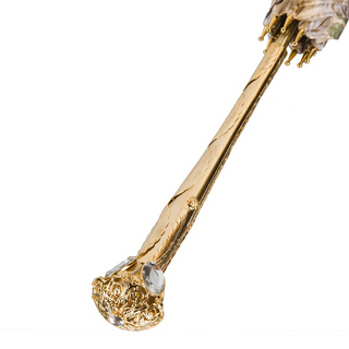 Flowered Italian women's parasol luxury brass handle view