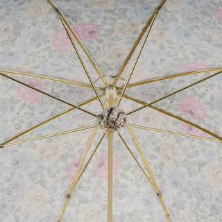 Women's flowered parasol Italian brass handle top view