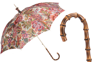 Paisley parasol handmade Italian umbrella bamboo handle front
