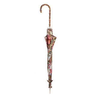 Elegant paisley parasol handmade bamboo handle close-up