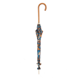 Elegant butterflies parasol handmade Malacca handle close-up