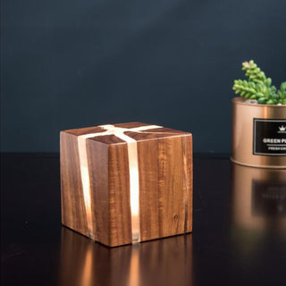 Solid wood crackle lamp front — modern natural art design