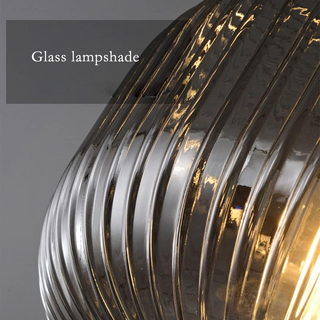 Oval Ribbed Pendant Light - Modern Glass Pendant Lamp for Kitchen Island Lighting