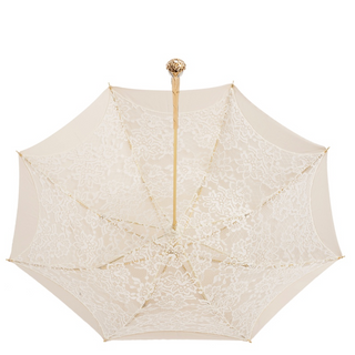 Exclusive elegant ecru Italian umbrella double-layer luxury handle