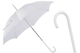 White lace wedding parasol handmade Italian leather handle front
