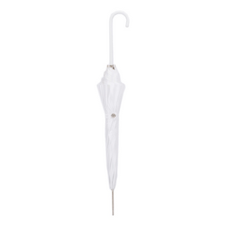 Elegant white lace wedding parasol leather handle close-up