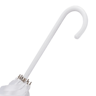 Luxury white lace wedding parasol Italian leather handle detail