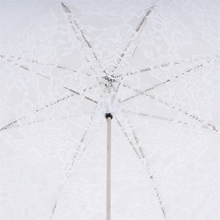 Handmade white lace wedding parasol leather handle open canopy