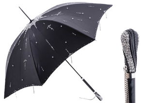 Luxury designer handmade Italian Swarovski handle umbrella front view