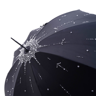 Luxury designer handmade Italian Swarovski handle umbrella full view