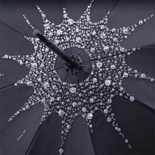 Luxury designer handmade Italian Swarovski handle umbrella detail