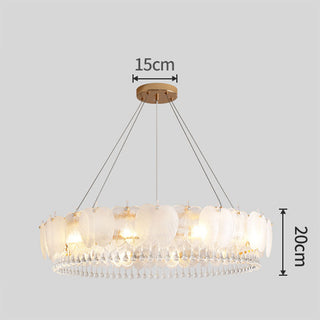 Luxury iron frame crystal round feather chandelier ceiling lamp