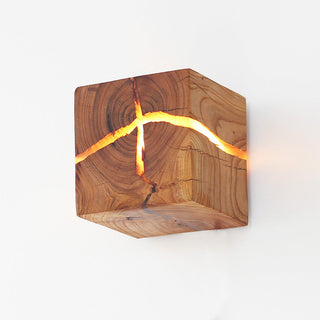 Creative cracked wooden wall sconce — modern LED corridor lamp
