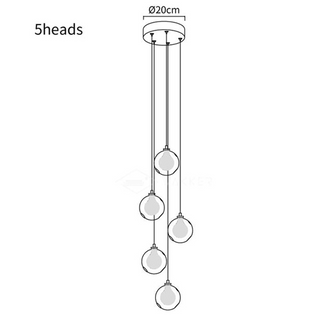 Adjustable multi-head globe pendant lamp — stairway ceiling fixture