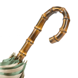 Bamboo handle Italian handmade double cloth bridles umbrella canopy detail