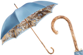 Nature gorse wood handle handmade Italian women's umbrella front view
