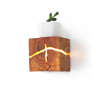 Modern wooden cracked wall lamp LED — creative corridor sconce