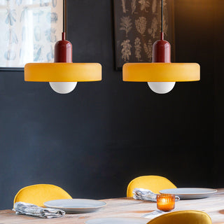 Double pendant with Bauhaus glass and LED for kitchen island
