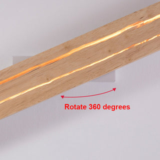 Wood rectangular LED modern wall lamp close-up — solid sconce
