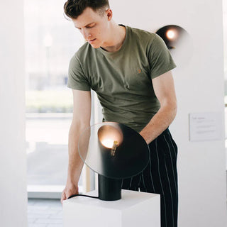 UFO table lamp detail — modern artistic fixture