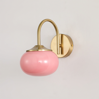 Bedroom modern pink glass wall lamp gold in room — sconce