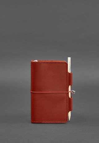 leather bound notebook designer soft cover replaceable inserts pen holder top view