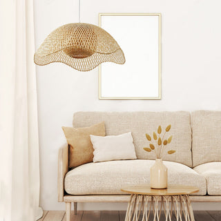 Bamboo woven pendant with adjustable hanging for dining room