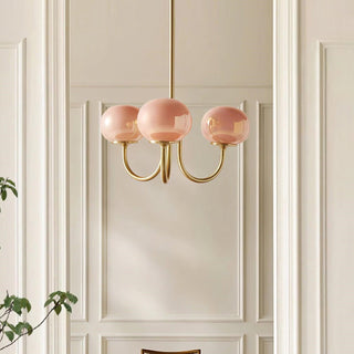 Modern pink glass bubble chandelier pendant light for dining room