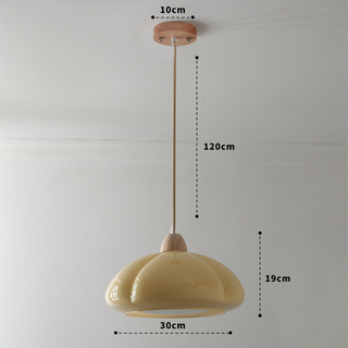 Glass pumpkin pendant top view — vintage adjustable ceiling lamp