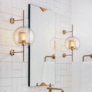 Bedside modern golden ball glass wall sconce ambient