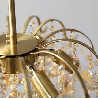 Gold plated French romantic chandelier amber crystal ceiling