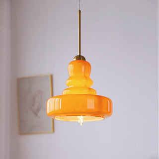 Pendentif gourde colorée – Suspension Bauhaus avec finition verre et laiton