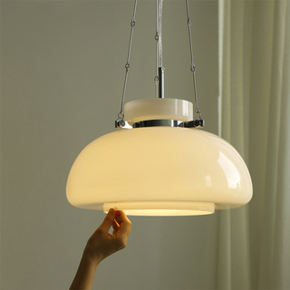 Vintage glass dome ceiling fixture — soft diffused warm light