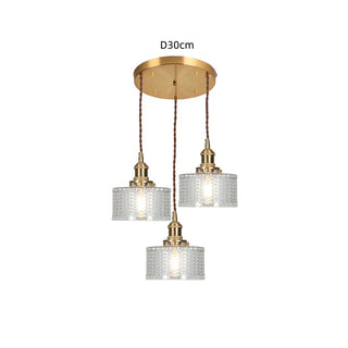 Vintage Glass Pendant Light - Elegant Cylindrical Glass Lamp for Kitchen Island