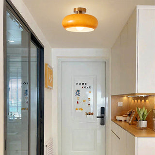 Vintage Glass Ceiling Light – Round Amber Pendant with Adjustable Hanging