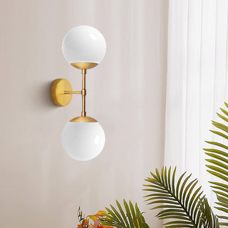 Medieval double ball gold metal wall lamp — adjustable heads sconce