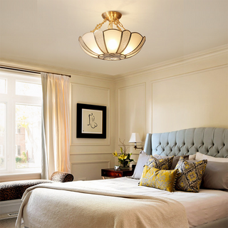 Scalloped brass ceiling light – 4-light chain hanging dining room