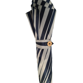 Men's double canopy blue striped wind resistant luxury Italian umbrella detail