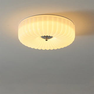 Bauhaus flush mount cream glass ceiling lamp, LED design