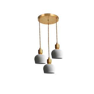 Suspension en céramique - Luminaire cocon laiton rétro avec longueur de suspension ajustable