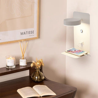 USB LED wall lamp charger detail — modern warm glow sconce