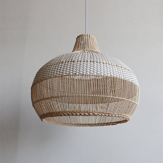 Suspension Luminaire Rotin - Abat-jour en Osier Tressé à la Main pour Éclairage d'Îlot de Cuisine